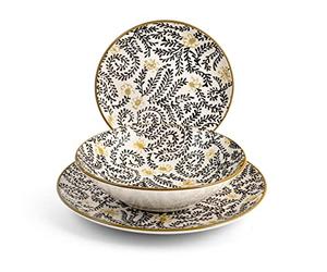 H&H Sari Servizio Tavola 18 Pezzi, in Stoneware, Decorato