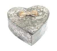H&H 8328900 Scatola Cuore Legno, Grigio, cm15 x h7