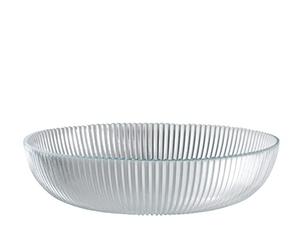 H&H Sensorial Centrotavola in Vetro Decoro a Coste Forma Tonda, 25cm