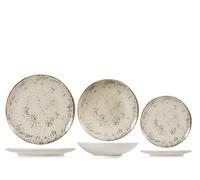 H&H Servizio 18 pezzi tavola Planet in stoneware colore beige puntinato