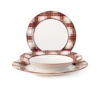 H&H Servizio 18 pezzi tavola Tartan in porcellana decorata tartan
