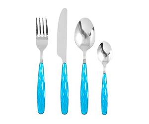 H&H Servizio 24 Posate, Acciaio Inox, Manico Azzurro