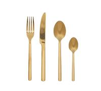 H&H Servizio 24 Posate Tavola Aurum in Acciaio Inox Oro Lucido - 6 Cucchiai, 6 Forchette, 6 Coltelli, 6 Cucchiaini - Lavabili in Lavastoviglie