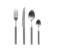 H&H Servizio 24 Posate Tavola Domo in Acciaio Inox, Manico in Plastica Grigia - 6 Cucchiai, 6 Forchette, 6 Coltelli, 6 Cucchiaini - Lavabili in Lavastoviglie