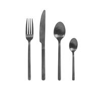 H&H Servizio 24 Posate Tavola Pulse in Acciaio Inox con Finitura Nero Opaco - 6 Cucchiai, 6 Forchette, 6 Coltelli, 6 Cucchiaini - Lavabili in Lavastoviglie