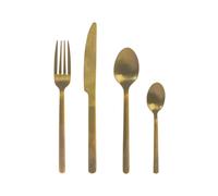 H&H Servizio 24 Posate Tavola Pulse in Acciaio Inox con Finitura Oro Opaco - 6 Cucchiai, 6 Forchette, 6 Coltelli, 6 Cucchiaini - Lavabili in Lavastoviglie