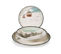 2x H&H Servizi 12 pezzi tavola Winter Scape in stoneware decorato