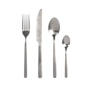 H&H Servizio Posate 24 Pezzi Satinee in Acciaio Inox - 6 Coltelli, 6 Forchette, 6 Cucchiai, 6 Cucchiaini Caffè - Finitura Satinata - Lavabile in Lavastoviglie - Elegante per Tavola