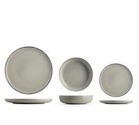 H&H Servizio Tavola 12 Pezzi Pearl Grigio In Porcellana