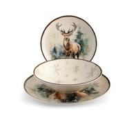 2x Servizio tavola 18 pezzi Alaska in stoneware decorato.