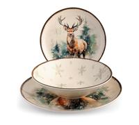 2x Servizio tavola 18 pezzi Alaska in stoneware decorato.