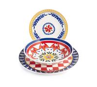 H&H Servizio Tavola 18 Pezzi Dolce Vita In Stoneware Decorato, Multicolore