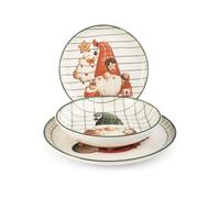 H&H Servizio Tavola Natalizio 18 Pezzi Gnomeville