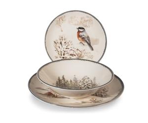 H&H, Servizio Tavola 18 Pezzi Symphony in Stoneware, Adatto a Natale e Inverno, Piatti Piani, Fondi e Frutta, Lavabile in Lavastoviglie e Sicuro per Microonde