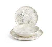 H&h Servizio 18 pezzi tavola giove in stoarre puntinato colore avorio e nero - 1496200