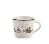 H&H Set 12 Tazze da Tè in New Bone China - Decoro Winter House, 280 ml - Servizio Elegante, Ideale per Colazione, Tè Caldo, Cioccolata, Cappuccino