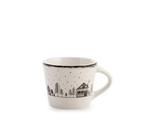 H&H Set 18 Tazze da Caffè in New Bone China - Decoro Winter House, 90 ml - Ideale per Espresso e Caffè Corto