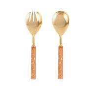 H&h set 2 posate insalata in acciaio inox e resina rosa