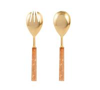 H&h set 2 posate insalata in acciaio inox e resina rosa