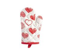 H&H, set 2 strofinacci, decoro cuori, rosso e bianco, in cotone riciclato, 50x70 cm