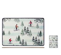 H+H Set 2 tovagliette in sughero Decoro Sciatori 43x28 cm – Naturali, Antiscivolo, Assortiti casuali