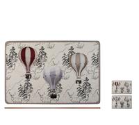 H&H Set 2 Tovagliette in Sughero Decoro Mongolfiere 43x28 cm - Naturali, Resistenti e Antiscivolo, Ideali per Tavola, Cucina e Uso Quotidiano