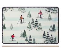 H+H Set 2 tovagliette in sughero Decoro Sciatori 43x28 cm – Naturali, Antiscivolo, Assortiti casuali
