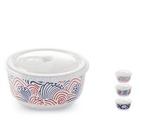 H&H Set 3 contenitori Sakura in porcellana decorata cm. 13x7