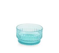 H&H Set 3 Coppette Atena in Vetro Lavorato Azzurro 12 cm - Impilabili - Lavabili in Lavastoviglie - Design Elegante