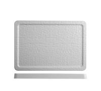 H&H, set 3 piatti rettangolari, in melamina, effetto ardesia, bianco, 30,5x21,5xh2,6 cm