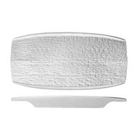 H&H, set 3 piatti rettangolari, in melamina, effetto ardesia, bianco, 32x16xh3 cm
