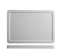 H&H, set 3 piatti rettangolari, in melamina, effetto ardesia, bianco, 36x25xh2,6 cm