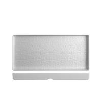 H&H, set 3 piatti rettangolari, in melamina, effetto ardesia, bianco, 38x18xh3,6 cm