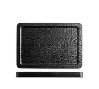H&h set 3 piatti rettangolari melamina nero cm25x17xh2,5