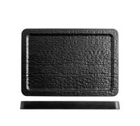 H&H, set 3 piatti rettangolari, in melamina, effetto ardesia, nero, 30,5x21,5xh2,6 cm