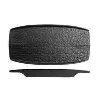 H&h set 3 piatti rettangolari melamina nero cm32x16xh3