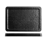 H&H, set 3 piatti rettangolari, in melamina, effetto ardesia, nero, 36x25xh2,6 cm
