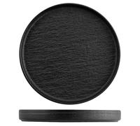 H&H-Skin, Set 3 piatti, in porcellana di alta qualità, ø 25,5 cm, nero, piatti da portata, piatti da presentazione, piatti professionali per ho.re.ca