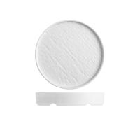 H&H, set 3 piatti tondi in melamina, effetto ardesia, bianco, 22,5xh3,5 cm