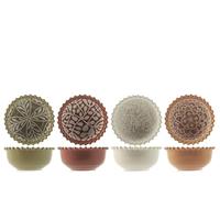 H&H Set 4 Coppette in Porcellana Decorata Winter Garden - Diametro 14 cm, Adatte a Lavastoviglie e Microonde, Colori Caldi, Autunnali