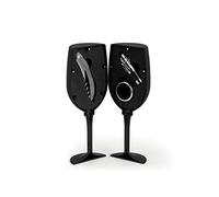 H&H Set 4 Pezzi Sommelier, Forma a Calice, Nero, 9x9x24 cm