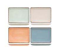 H&H Set 4 Piatti Rettangolari Pearl Assortiti Cm 20X27