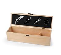 H&H Set 5 Pezzi Sommelier con Porta Bottiglia, Legno