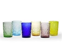 H&H Set 3 Bicchieri Acqua Fiesole, in Vetro, Colori Assortiti, 26cl - multicolore vetro 7129126