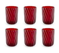 H&H, Set 6 Bichieri Ballet, bicchieri colorati, in vetro borosilicato, Rosso, 30 cl, lavabili in lavastoviglie