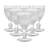 H&H Set 6 Calici Vino Diamantato, Vetro, Trasparente, 200 cc - trasparente vetro 7128318