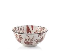 H&H, Set 6 Coppe Elizabeth in Porcellana Decorata Rossa, Diametro 16 cm - Perfette per Lavastoviglie e Microonde
