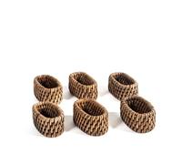 H&H Set 6 Legatovaglioli In Rattan Cm 7X4X3H