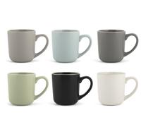 H&H, set 6 mug Bergen, effetto matt, colori assortiti, tazze moderne, in stoneware, 400 cc
