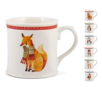 H&H Set 6 Mug, New Bone China, Decoro Winter Animal, cc350